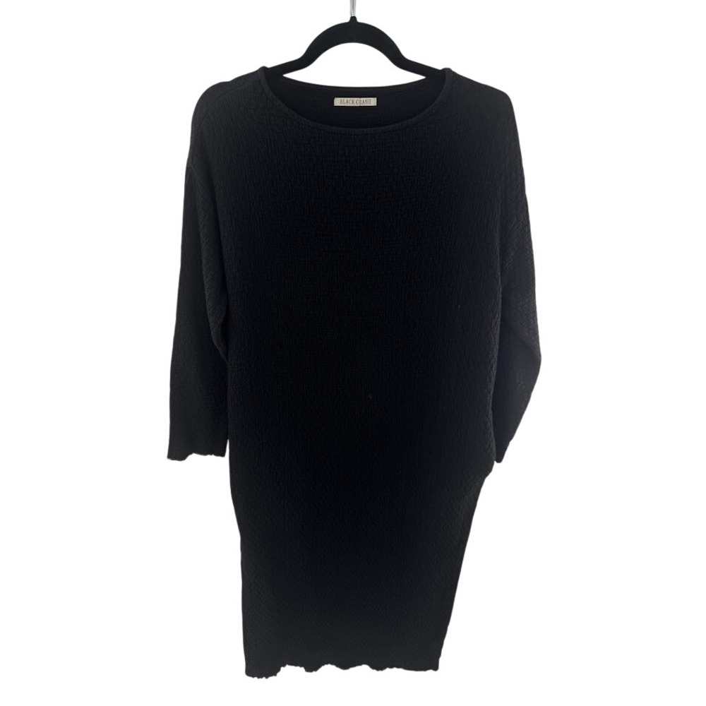 Black Crane Quilted Cotton Double Gauze Shift Dress Black Size M Relaxed Fit